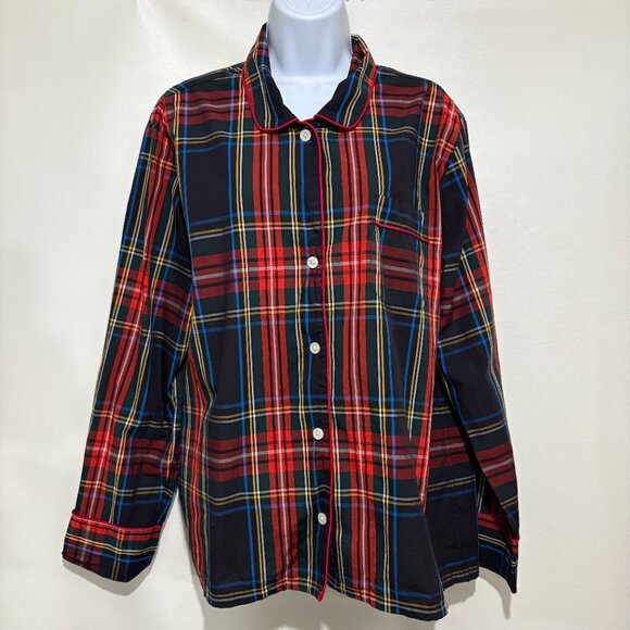 J. Crew L Multi-Color Tartan Plaid Cotton Pajamas Top Pants Set - Picture 2 of 7